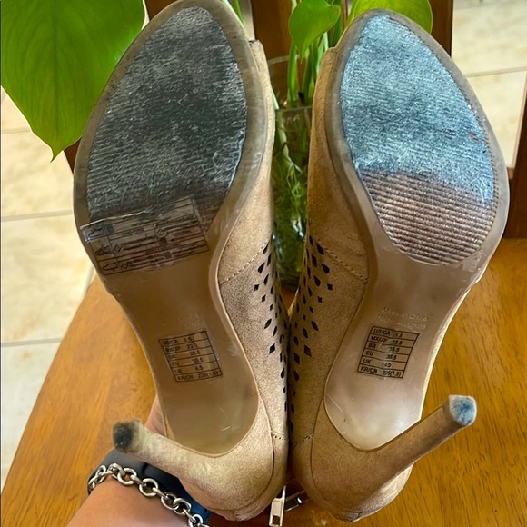 Forever 21 | Women’s Taupe Peep-Toe Ankle Boots Size 6.5 - Picture 6 of 9